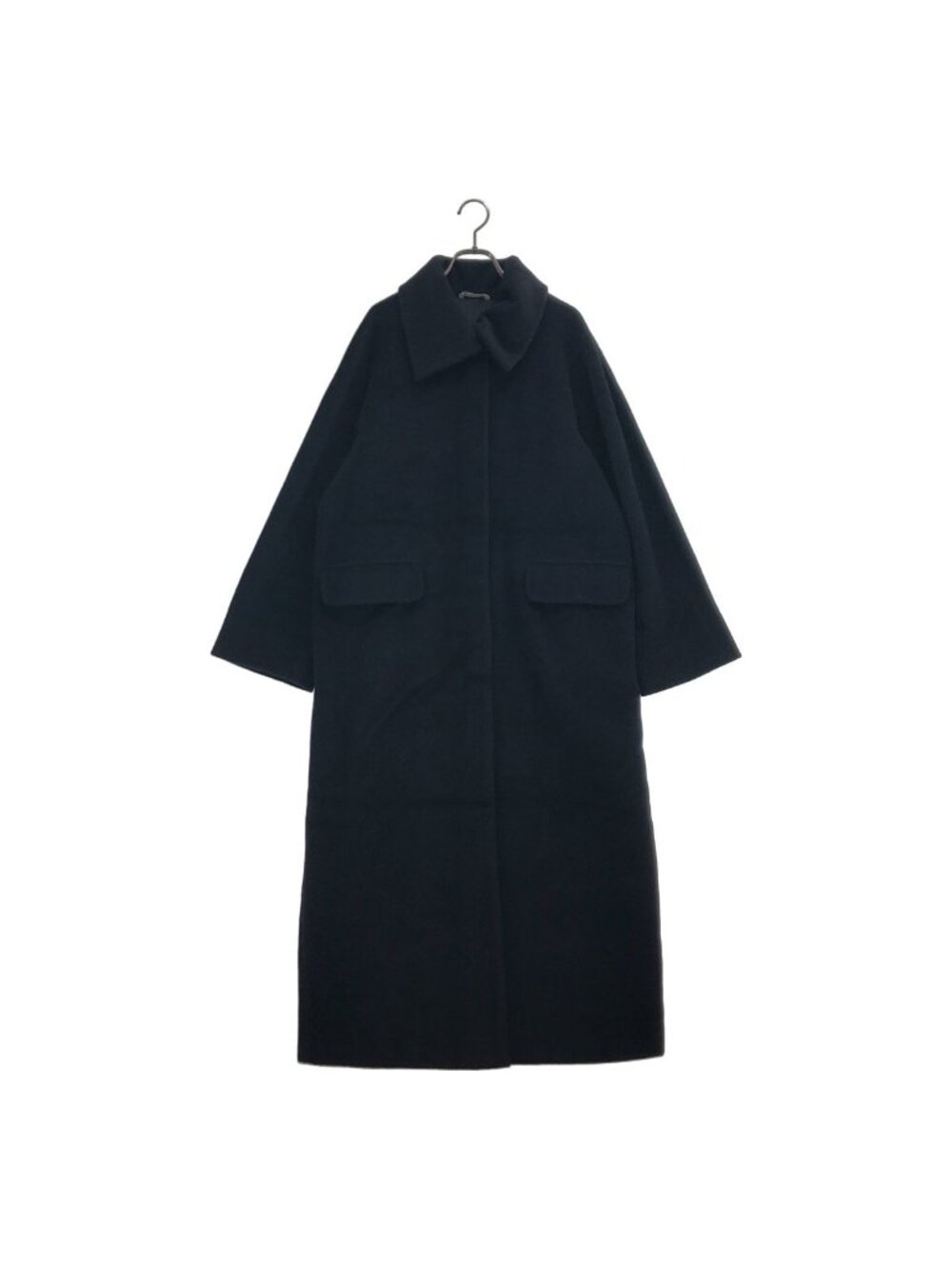 Max Mara Wool Cashmere Soutien Collar Long Coat Black 40